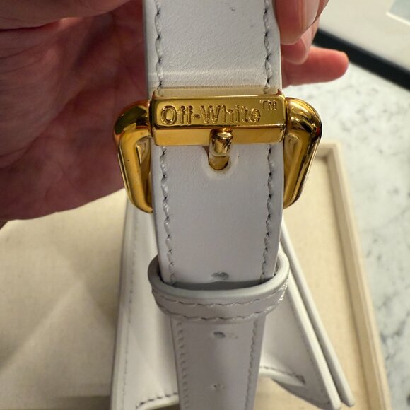 Off-White Baby Binder Clip Crossbody Bag – White Quilted Leather - Picture 7 of 8